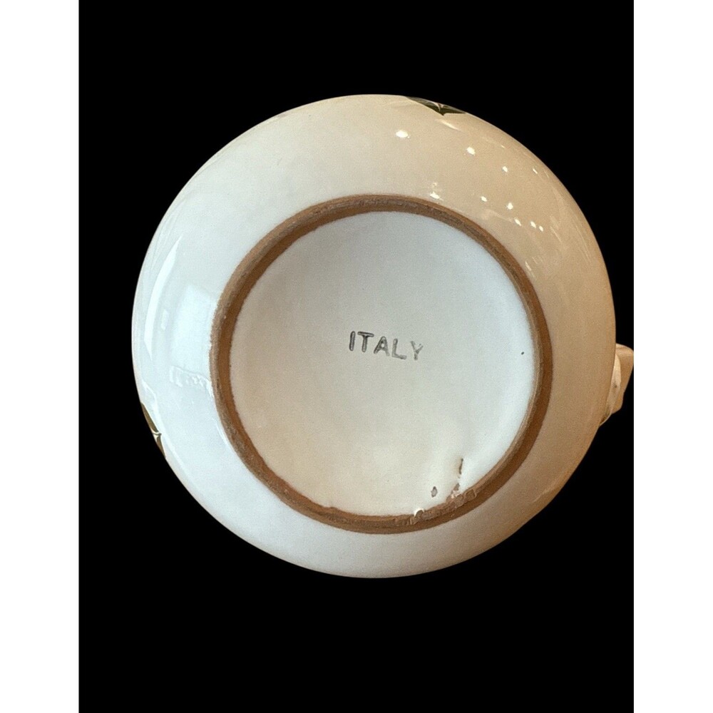 Hand Painted Made In Italy Tulip Flower Pitcher Creamer Vintage 6” White Glaze - Picture 3 of 6